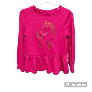 Cat & Jack 3T Toddler Girl's Cozy Foil Unicorn Long Sleeve T-shirt Babydoll Top